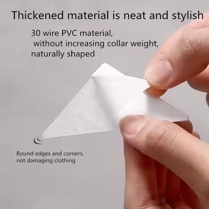 No Curl Collar Stays - PVC Collar Support Stickers for Polo & Shirt Collars (30/100 pcs)