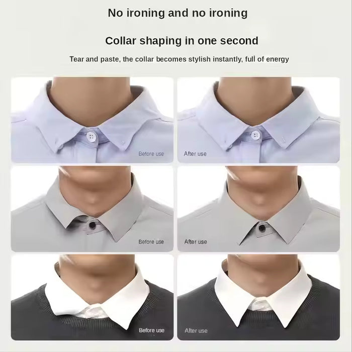 No Curl Collar Stays - PVC Collar Support Stickers for Polo & Shirt Collars (30/100 pcs)